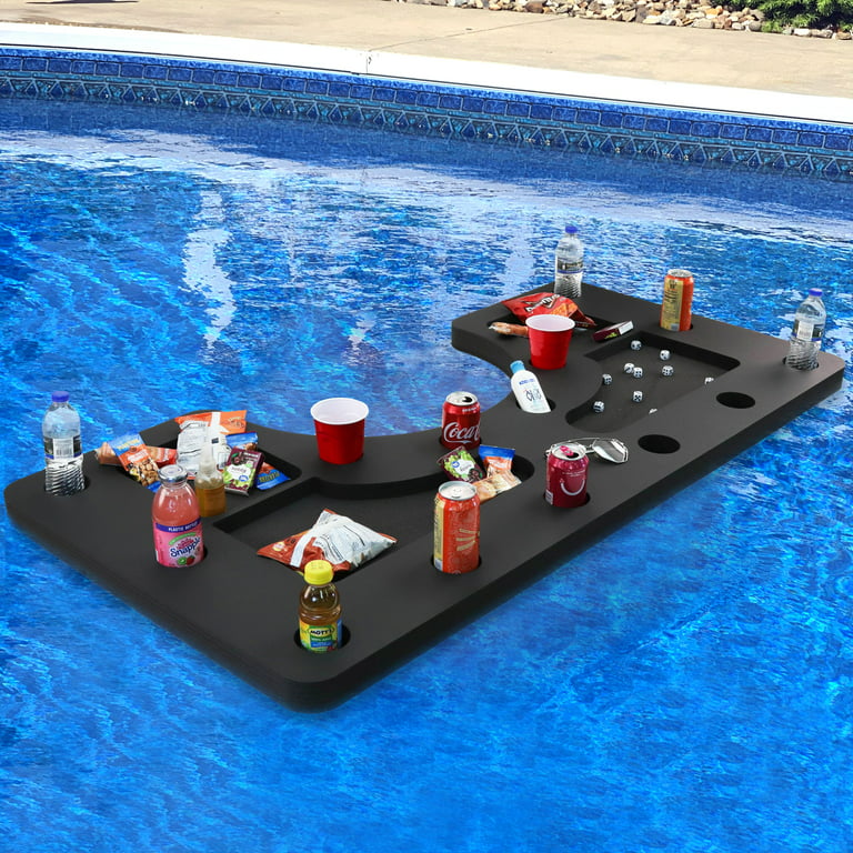 Polar Whale Floating Drink Holder Refreshment Table Tray for Pool Beach  Party Float Lounge Durable Black Foam 7 Compartment UV Resistant