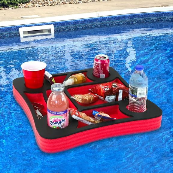 Polar Whale Products HOU1000391 Floating Red And Black Refreshment Tray 17.5In