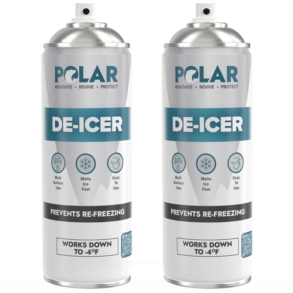Polar Windshield De-Icer Spray, Melts Ice Frost & Snow Fast, 17 Fl Oz, 2 Pack