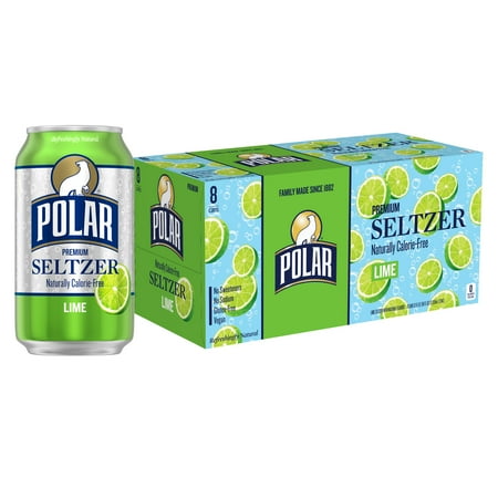 Polar Zero Calorie Lime Sparkling Seltzer Water, 12 fl oz, 8 Pack Cans