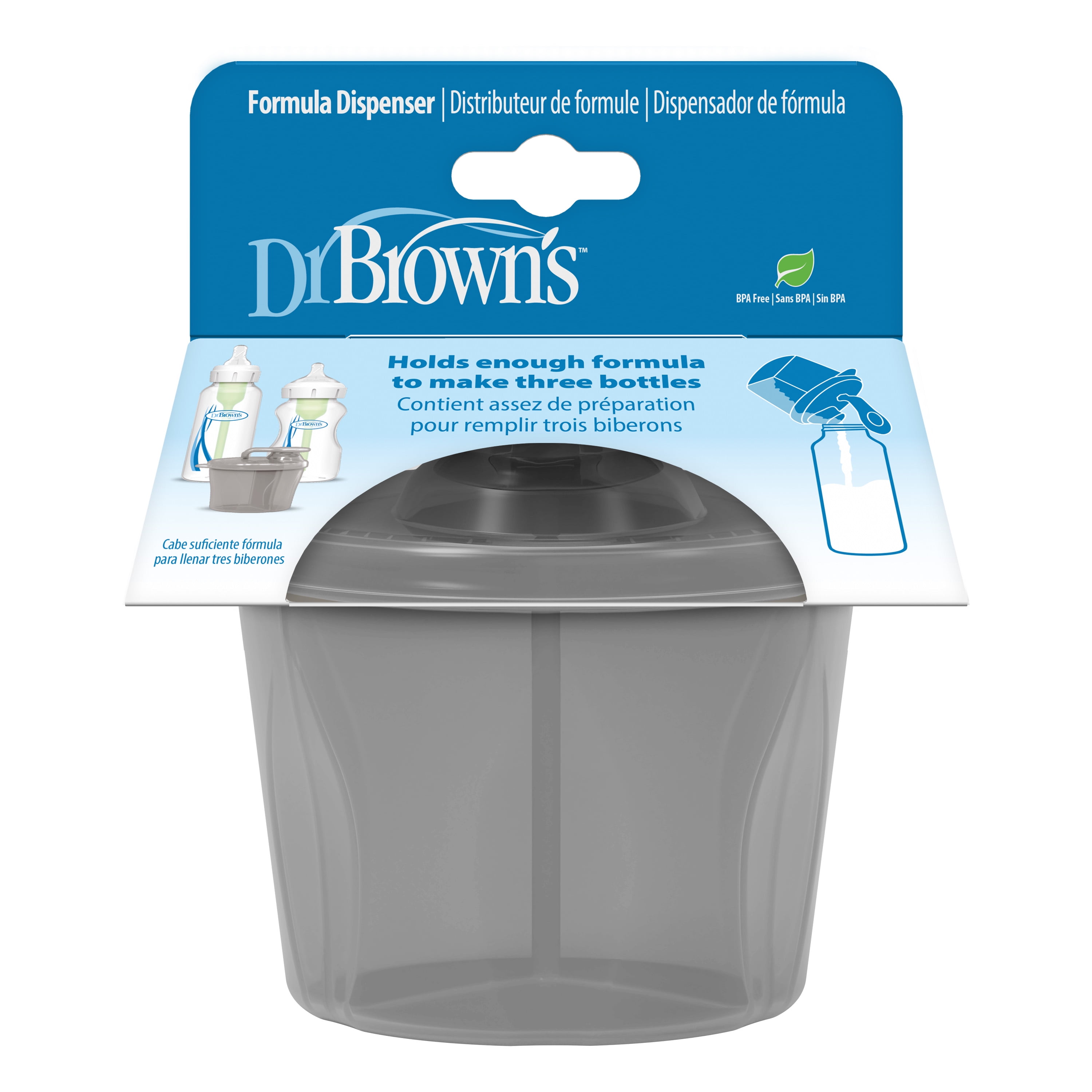 Dr. Brown's Baby Formula Dispenser with Snap-On Lid Travel Lid, Gray, 27 oz, 1 Pack