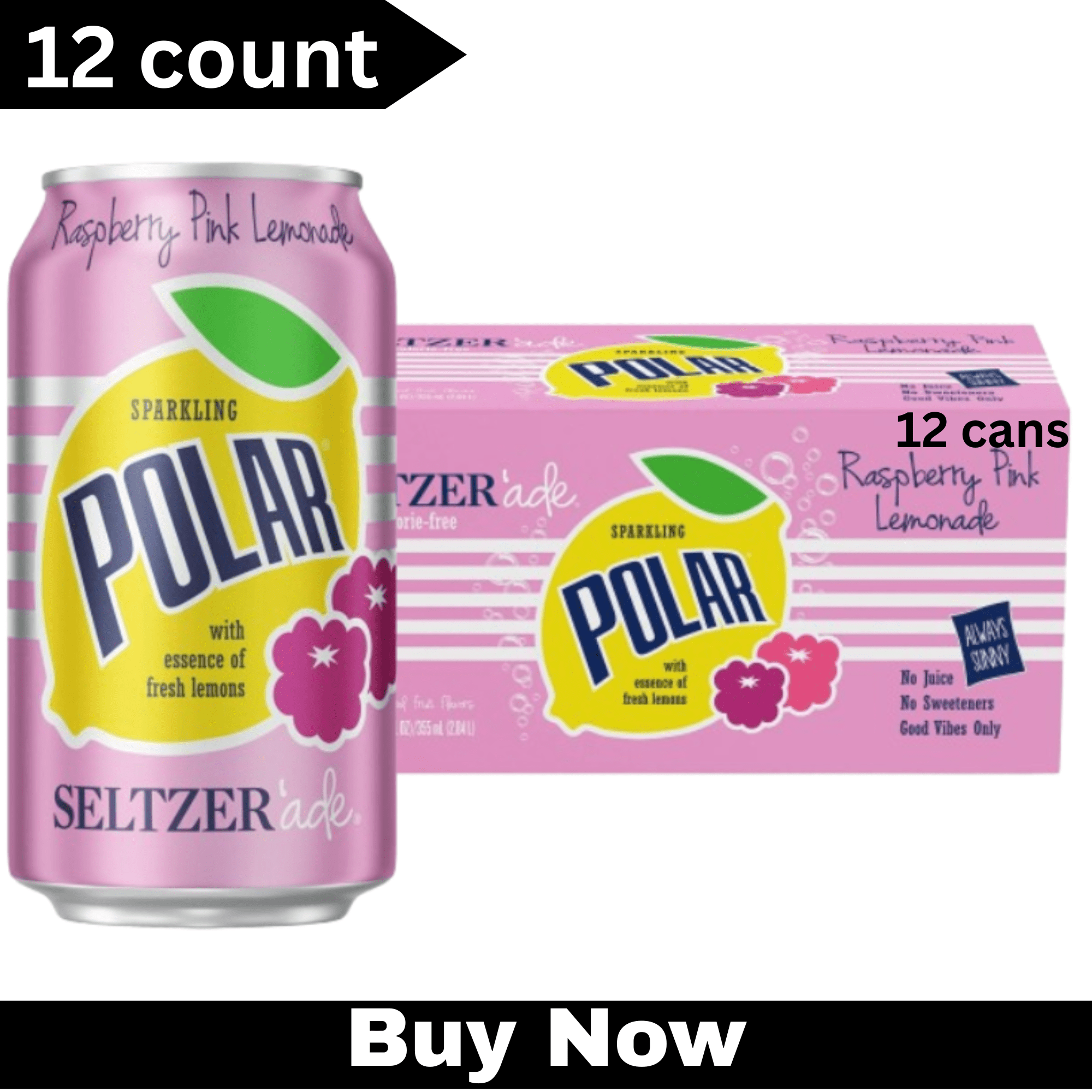 Polar Raspberry Rose Polar Zero Calorie Raspberry Pink Lemonade Sparkling Seltzer Water – 12 ...