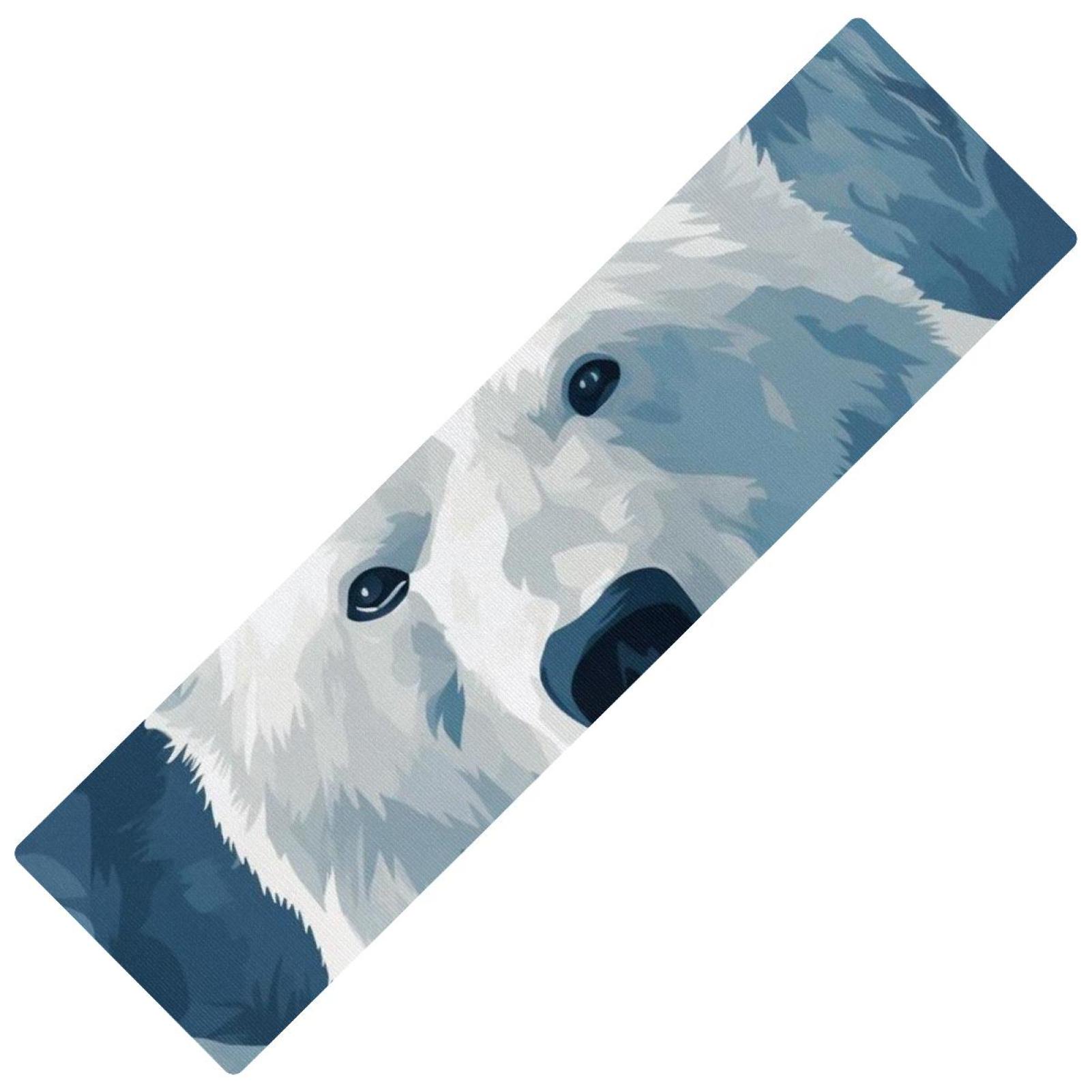 Polar bear Rectangular Kitchen Runner Rubber Mats, 15.7"x59", Washable