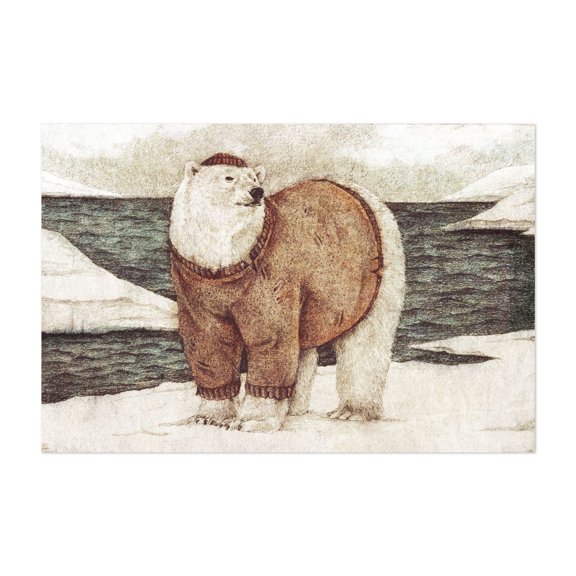 Polar sailor - Drawing Surrealism Humor Winter Whimsical Snow Unframed Wall Art Print 20 x 28 inches
