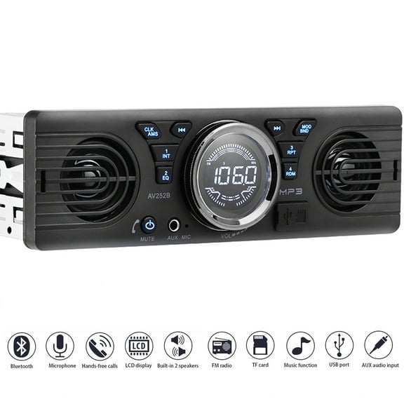 PolarLander Single DIN Car Stereo Car In-Dash Units with 2 Speakers, Bluetooth, and FM