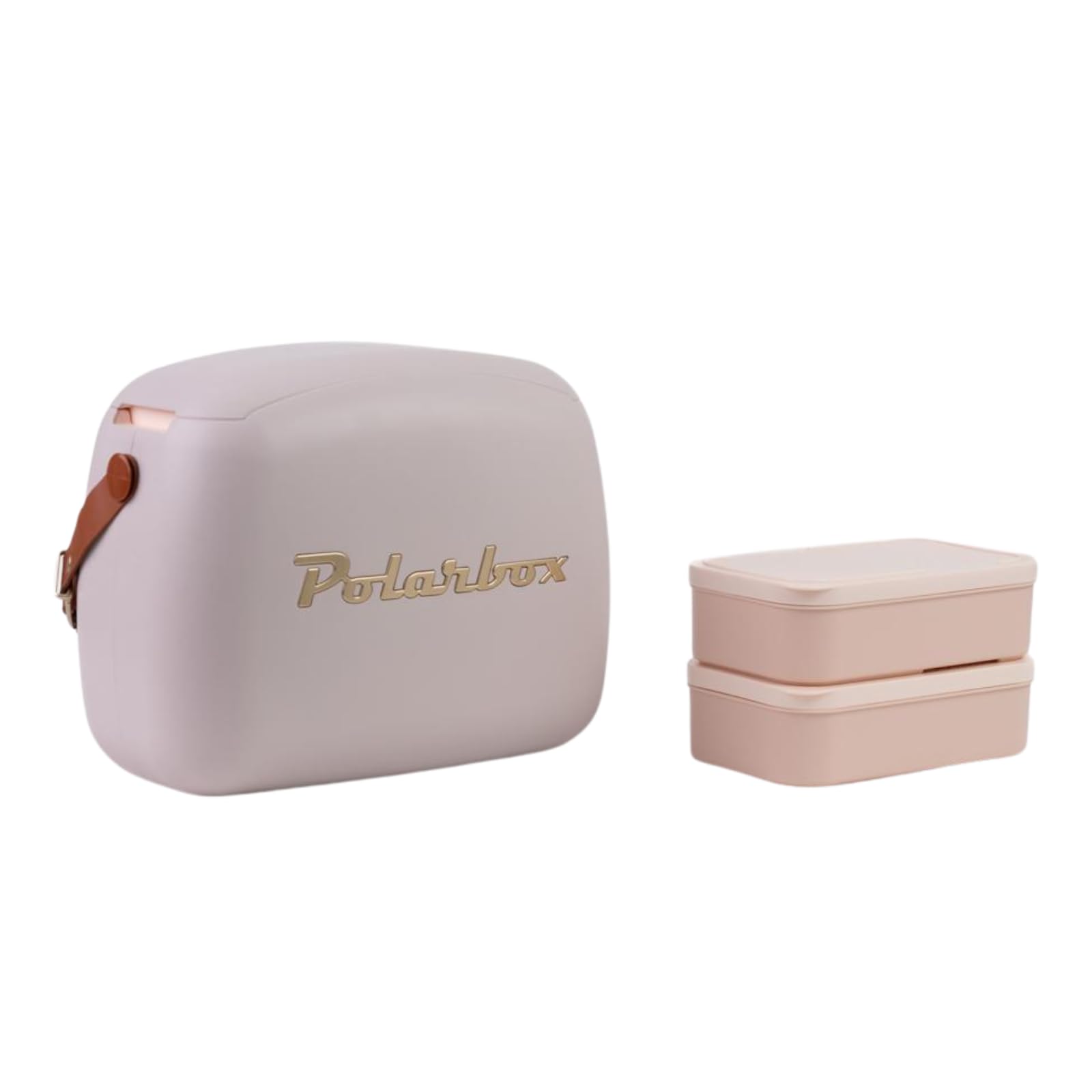 Polarbox Retro Lunch Tote Cooler Bag – 6L Capacity, Includes 2 Food Containers, Adjustable Leather Strap, For Work, Travel, Beach