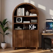PolarcoForgeco Cabinets Vintage Arched Bookcase Cabinet with Grille Doors and Metal Hinges for Living Room Home Office Kitchen