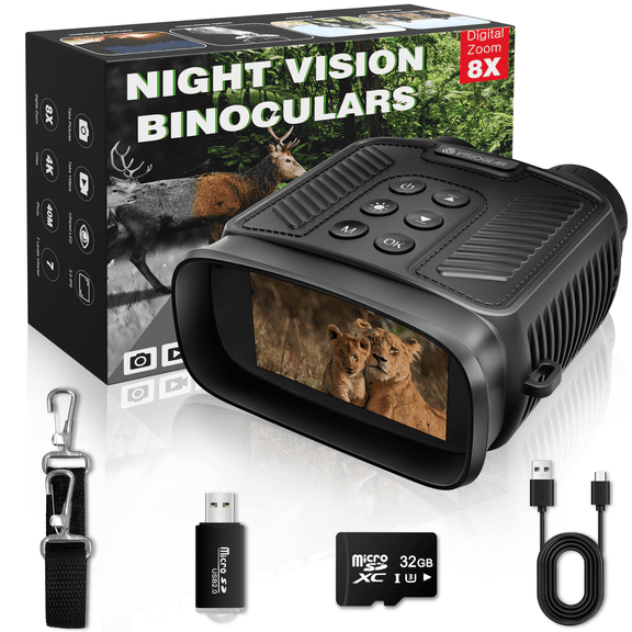 PolarcoForgeco Night Vision Goggles - 4K Night Vision Binoculars for Adults, 5000mAH Rechargeable Infrared Binoculars for Camping Hiking, 3' Large Screen