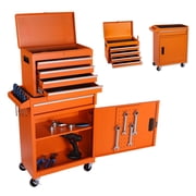 PolarcoForgeco Tool Chest Rolling Storage Cabinet with Detachable Top Liner Lockable Wheels Adjustable Shelf Locking Mechanism for Garage Workshop Use, Orange