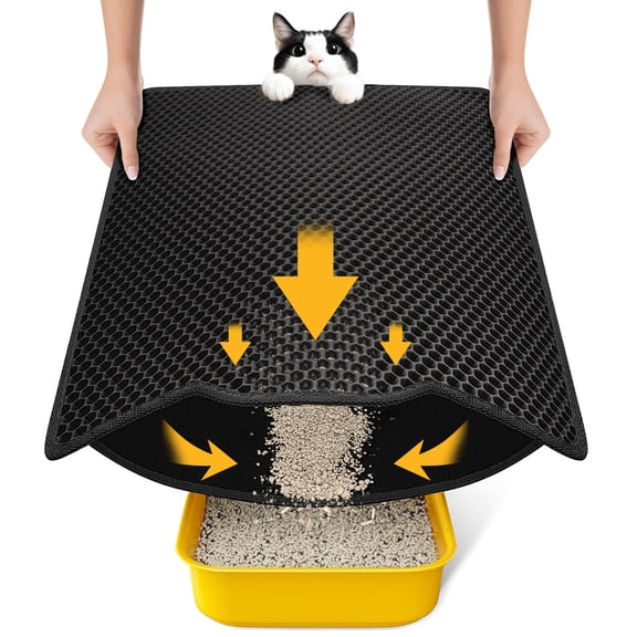 Conlun Double Layer Honeycomb Cat Litter Mat, Non-Slip & Washable, Black, 23" x 17"