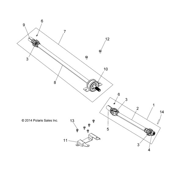 Polaris RZR Rear Propshaft Assembly, Genuine OEM Part 1333425, Qty 1