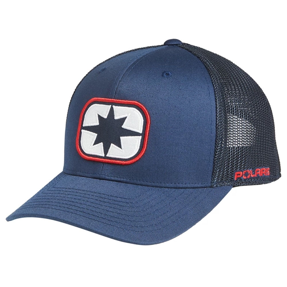 Polaris Racing Cap Polaris 2833499 Navy Red Eclipse Patch Trucker Hat Baseball Cap ...