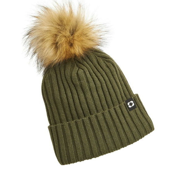 Polaris 2861513 Womens Removable POM Beanie Warm Fleece-Lined Cuffed Winter Hat Green -