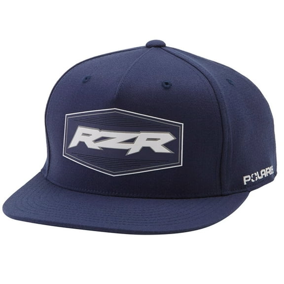 Polaris 2861546 RZR Flat Bill Hat FlexFit Stylish Comfortable Baseball Cap - Navy - One