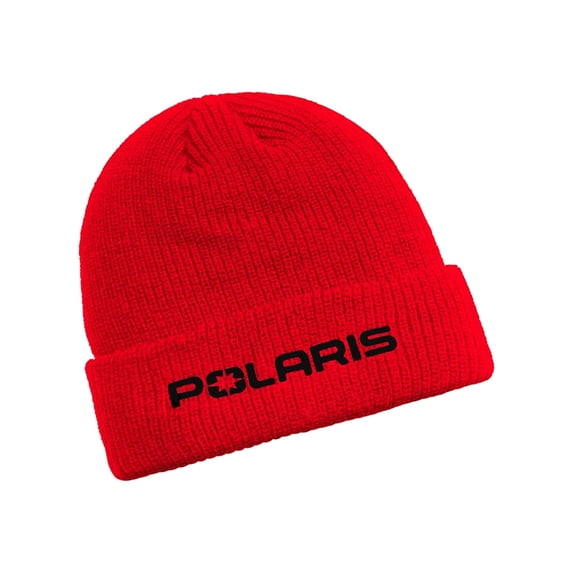 Polaris 2864695 Mens Core Beanie Two-Layer Ribbed Warm Winter Polyester Hat Red - One Size