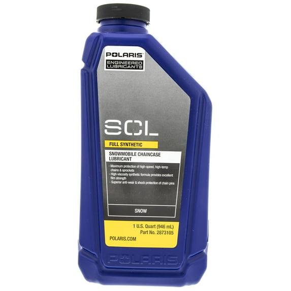 Polaris Full Synthetic Snowmobile Chaincase Lubricant Oil Bottle, 1qt