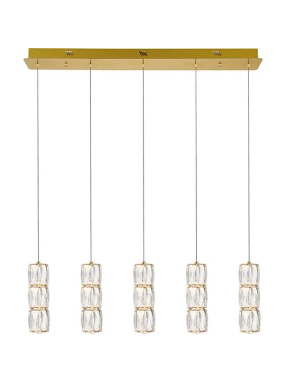Polaris LED Light Gold Pendant, Clear Royal Cut Crystal - 6 x 6 x 9.20 in.