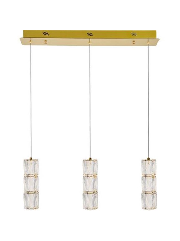 Polaris LED Light Gold Pendant, Clear Royal Cut Crystal - 6 x 6 x 9.20 in.