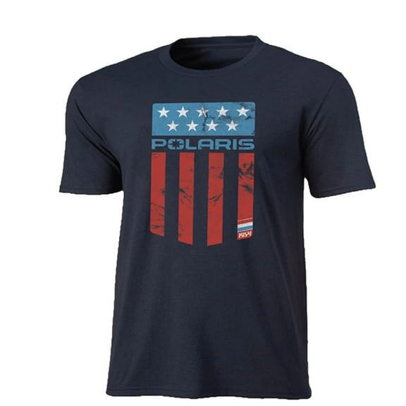 Polaris Mens Navy Flag Tee Short Sleeve T Shirt Lightweight Cotton Polyester - XX-Large 286250012