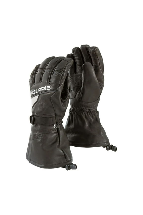 Mens Titan Leather Snowmobile Gloves 3M Insulated Scotchlite Race Black - Large 286248006
