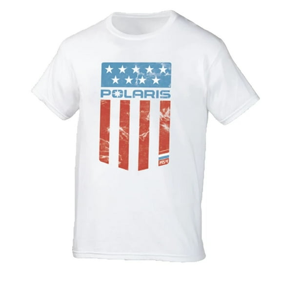 Polaris  Mens White Flag Tee Short Sleeve T Shirt Lightweight Cotton Polyester - Medium 286258203
