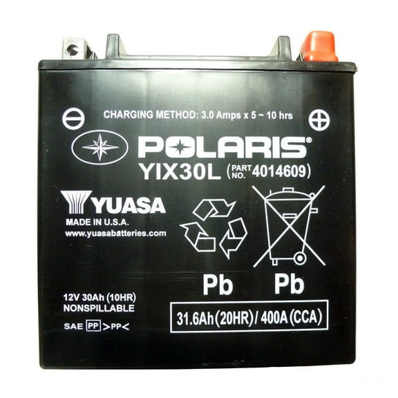 Polaris OEM ATV/UTV/Snow/Slingshot Battery 30AH 12 Volt AGM, 400 CCA, 4014609