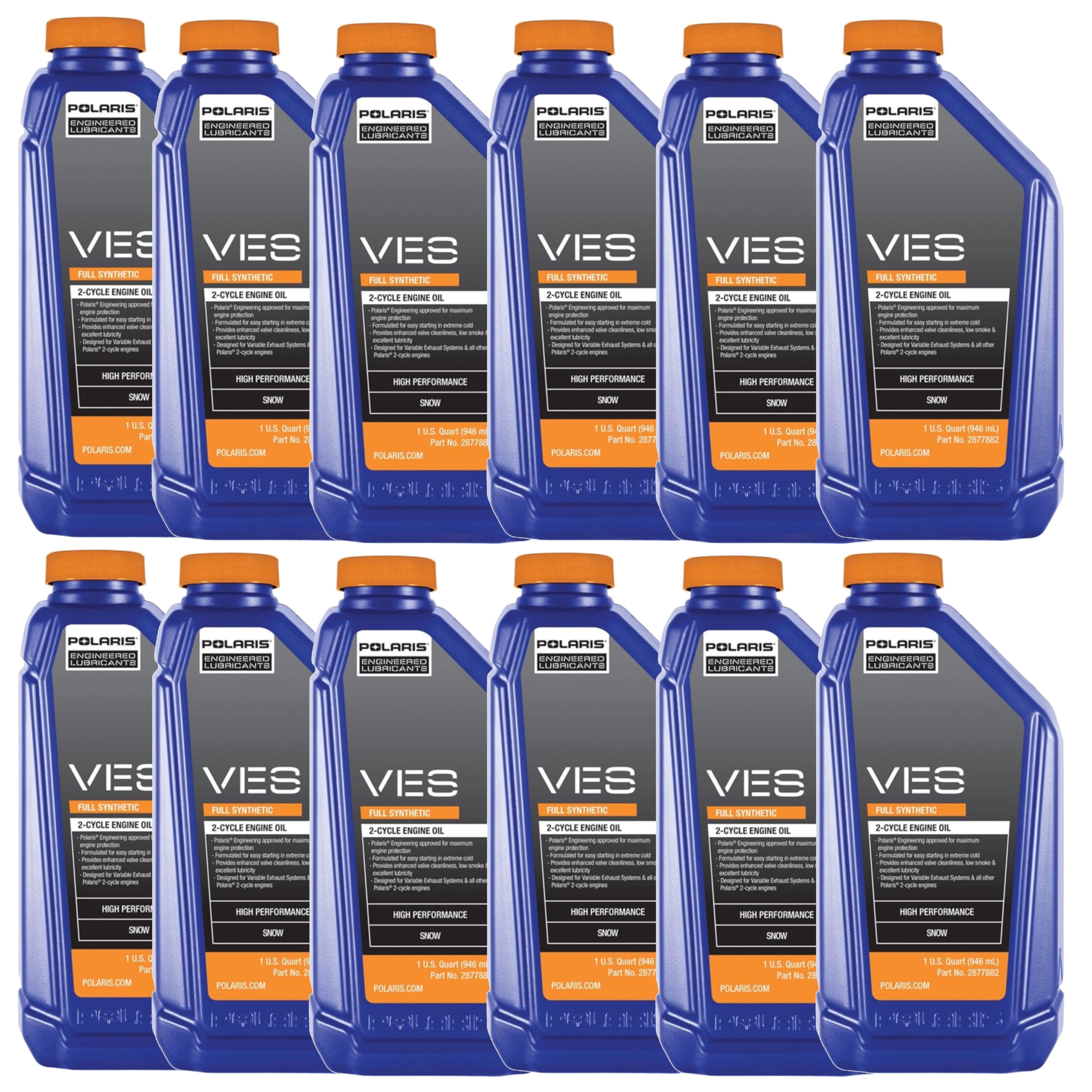 Polaris New OEM VES Synthetic 2cycle Engine Oil 12 Quarts, 2877882