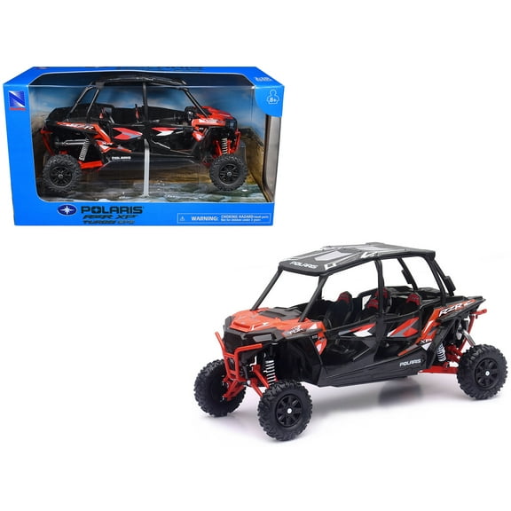 Polaris RZR XP 4 Turbo EPS Sport UTV Spectra Orange with Graphics and Black Top 1/18 Diecast Model by New Ray