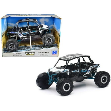Polaris RZR XP 4 Turbo EPS Sport UTV White with Graphics and Black Top "Xtreme Off-Road" Series 1/18 Diecast Model by New Ray