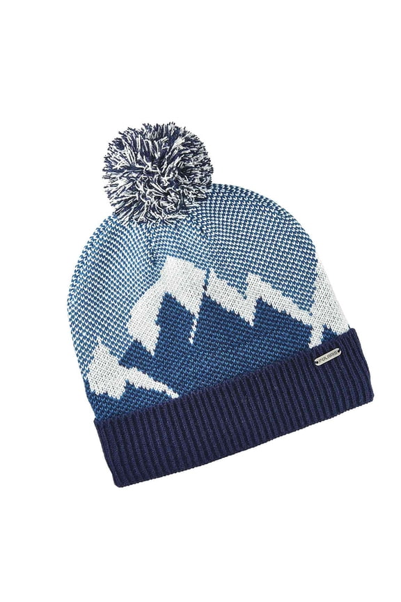 Womens Mountain Beanie Cozy Warm Winter Pom Sleek Stretch Breathable Hat - Blue - 2860675