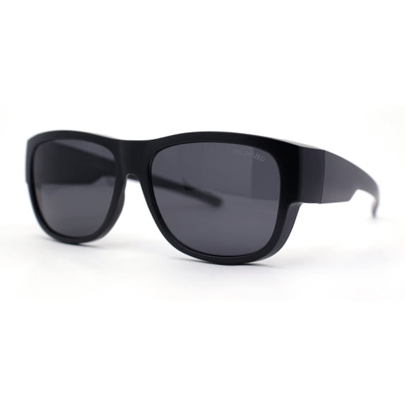 Polarized 57mm Rectangular Wear Over Glasses Large Fit-Over Sunglasses Matte Black