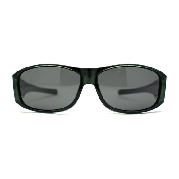 Polarized 60mm Classic Fit Over Wrap Rectangular Sunglasses Green Black