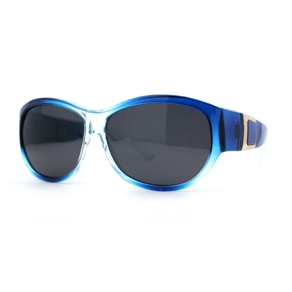 Polarized 61mm Luxury Large Oval Round Fashion Fit Over Sunglasses Blue Clear Black