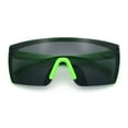 thumbnail image 1 of Polarized 80s Mens Flat Top Bold Shield Lens Rimless Skeleton Arm Sunglasses Green, 1 of 8