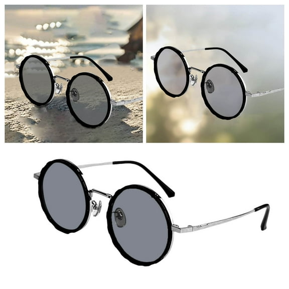 Polarized Adjustable Sunglasses 2025 - Variable ND Filter Lenses (1-9 Gears) - Round Frame Shatterproof Shades for Beach, Fishing & Outdoor Activities - Men's Eyewear