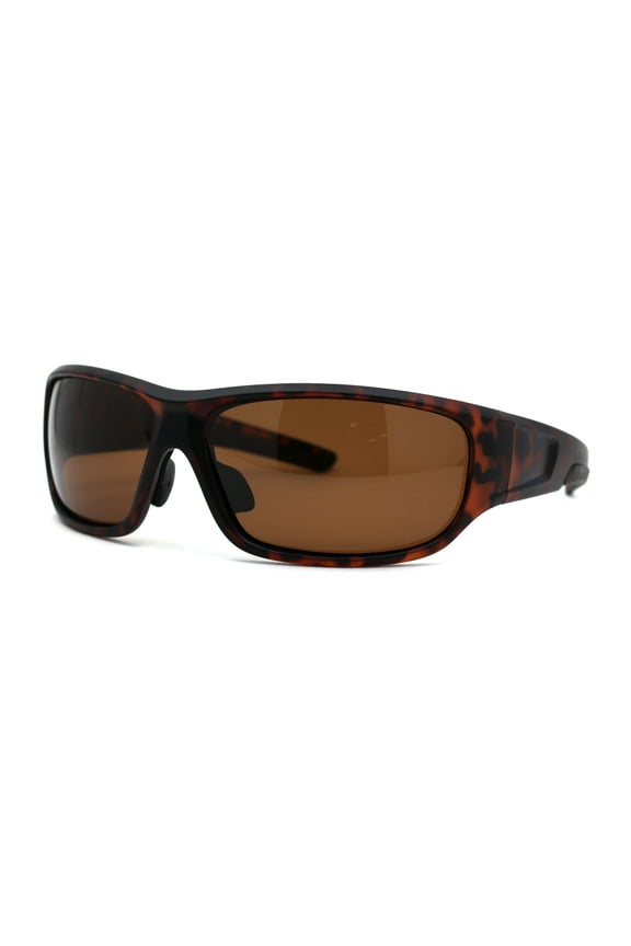 Polarized Anti-glare Warp Plastic Sport Biker Mens Sunglasses Tortoise - Brown