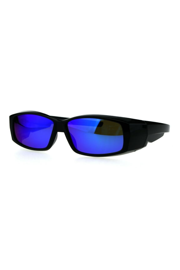 Polarized Antiglare Reflective Color Mirror Lens Mens 58mm Fit Over Sunglasses Black Blue