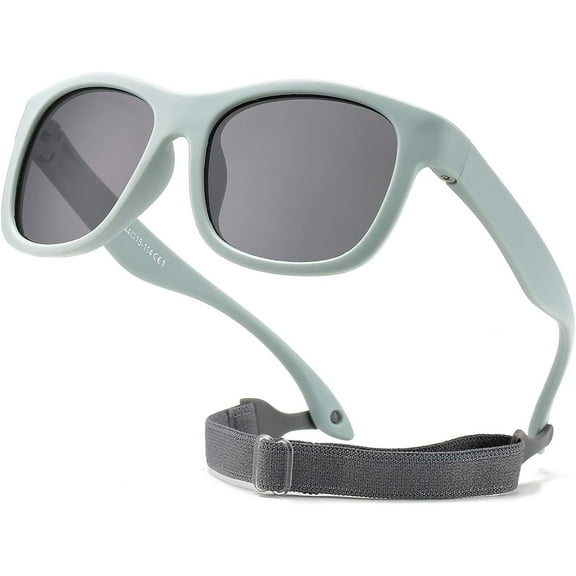 Polarized Baby Sunglasses for Toddler Boys Girls, TPEE Flexible Frame with Strap, for Infant Age 0-3