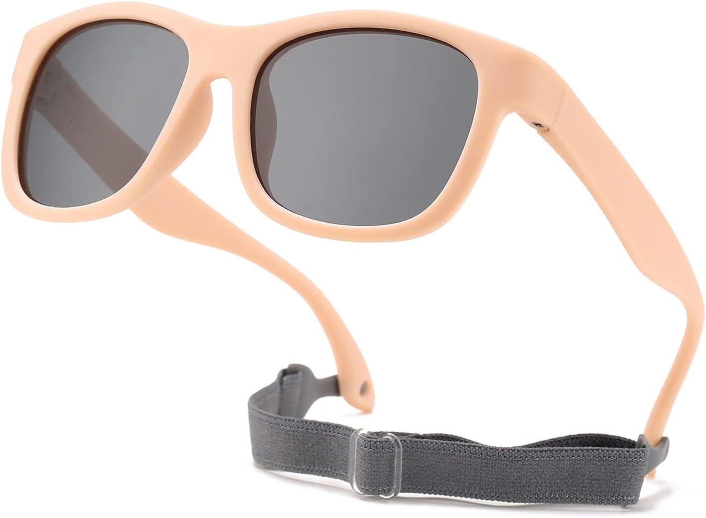 Bingdwendwen Flexible Polarized Baby Sunglasses For Toddler And Infant With Strap Age 0-3 (black