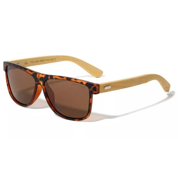 Polarized Bamboo Wooden Sunglasses Men Women Retro 80s Horn Rimmed Frame Wood