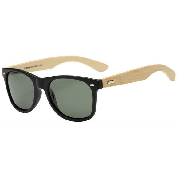 Polarized Bamboo Wooden Sunglasses Men Women Retro Iconic Horn Rimmed Frame Wood