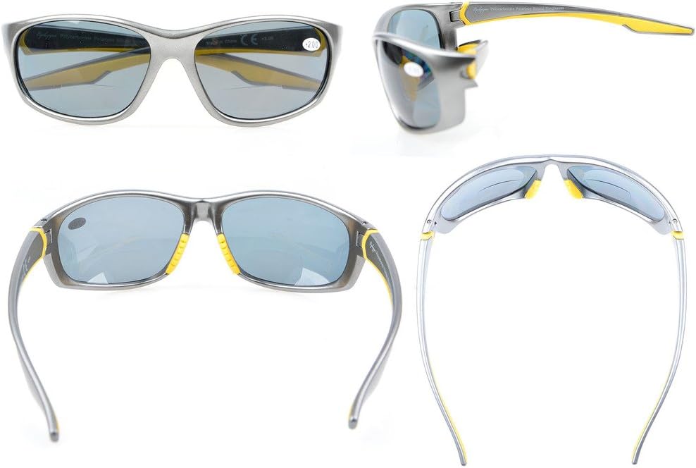 Polarized Bifocal Sport Sunglasses Grey Frame Grey Lens +2.5