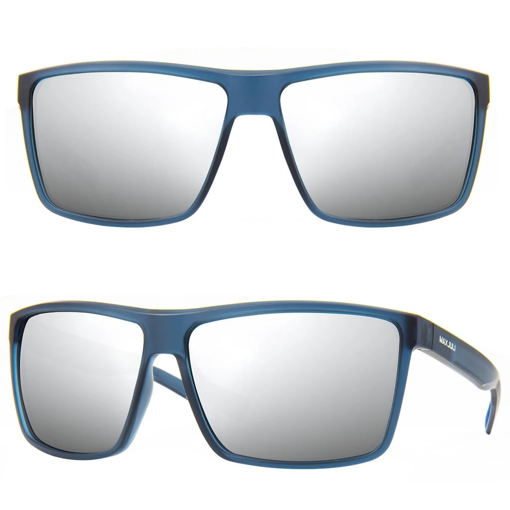 Polarized Big Sunglasses for Men Women with Big Heads UV 400 Protection 8125 Blue Silver XXL