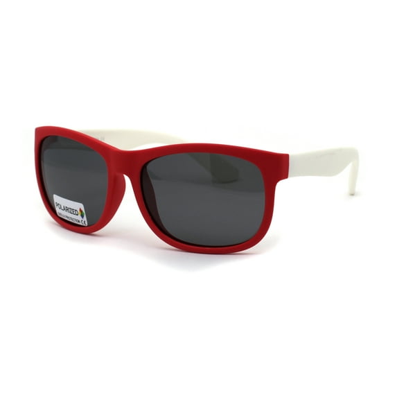 Polarized Boys Hipster Horn Rim Crushproof Flexible Plastic Sunglasses Red White Black