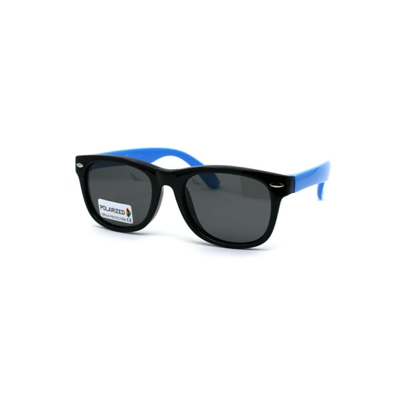 Polarized Boys Kids Size Horn Rim Hipster Crush Proof Sunglasses Black Blue Black