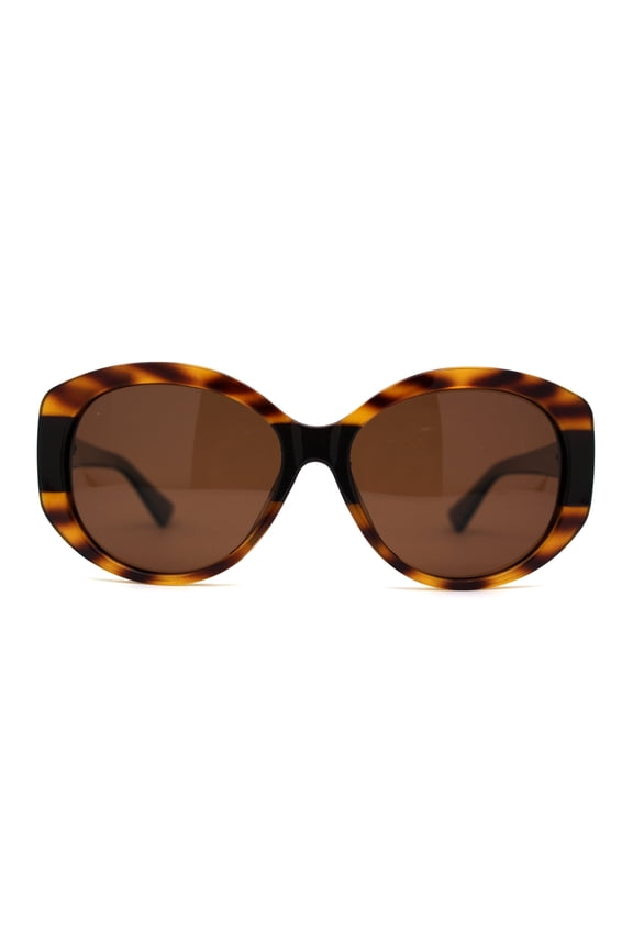 Polarized Chic Mod Womens Large Oval Designer Sunglasses Brown Tortoise