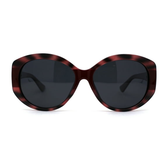 Polarized Chic Mod Womens Large Oval Designer Sunglasses Pink Tortoise Burgundy