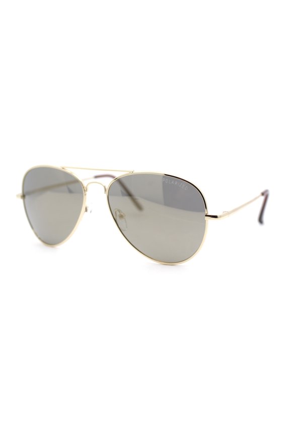 Polarized Classic Iconic Tear Drop Shape Air Force Officer Sunglasses Gold - Gold Mirror