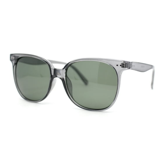 Polarized Classy Iconic Feminine Thin Plastic Horn Rim Round Sunglasses Slate - Green