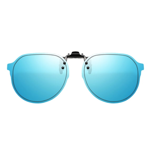 Round Polarized Flip Up Clip On Sunglasses Uv400 Anti Glare Glasses For Driving Fishing Outdoor(Sky Blue-14.5Cm)